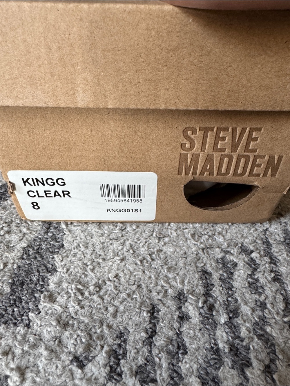 Steve Madden Nude and Clear Studded Block Heel Slides - Picture 7 of 8